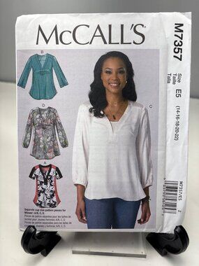 McCalls M7357 Womens Shirt Sewing Pattern Size 14 16 18 20 22 Loose Fit Uncut